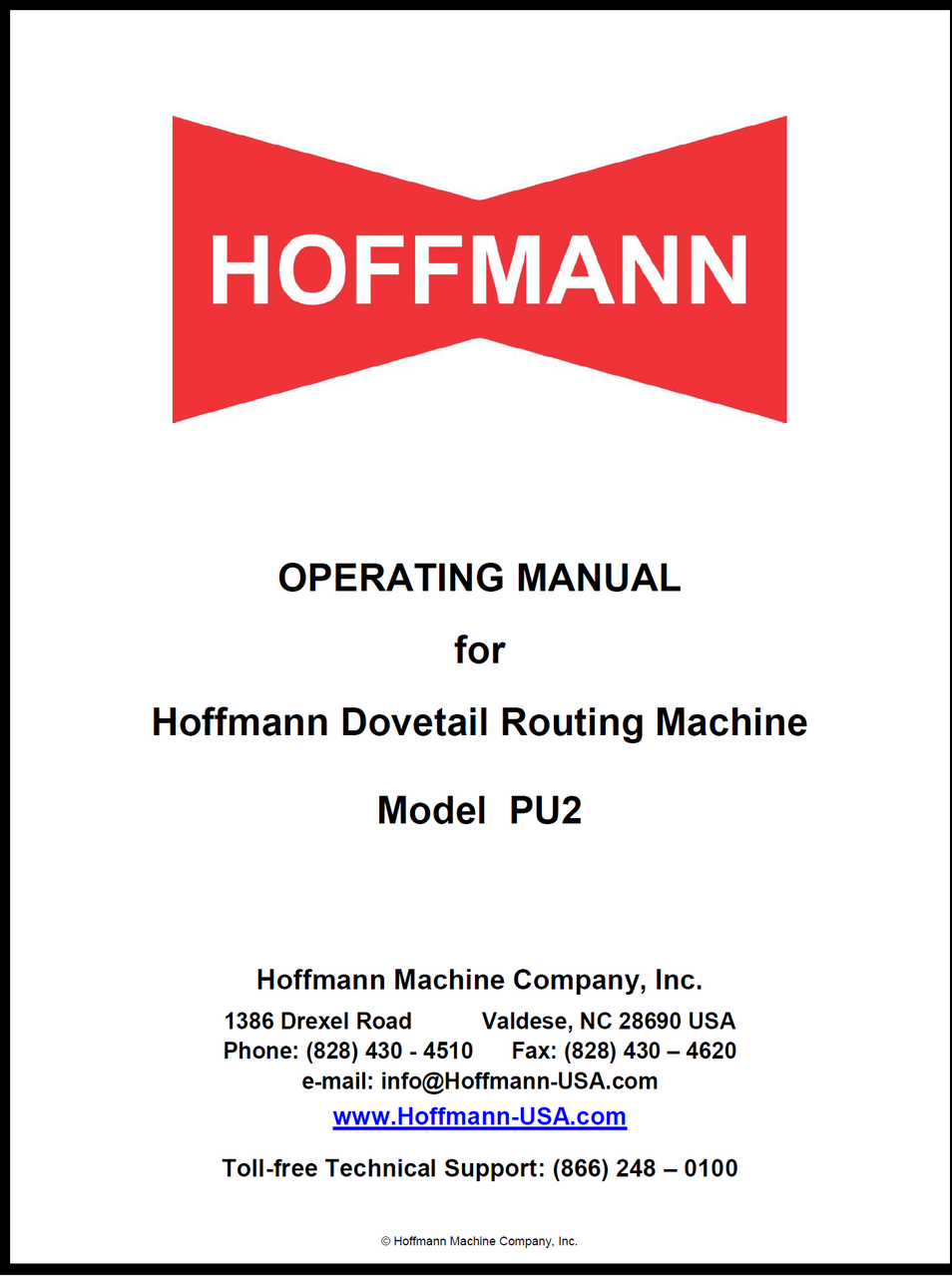 Hoffmann PU2 Operating Manual