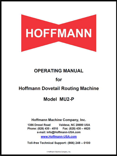 Hoffmann MU2-P Operating Manual Hoffmann MU2-P Operating Manual