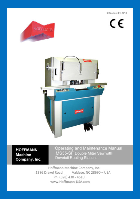 Manuals For Hoffmann Double Miter Saws