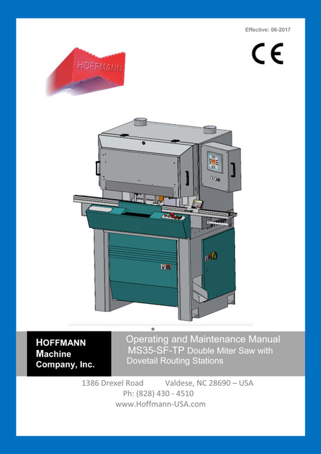 Manual for Hoffmann MS35SF double miter saw, ver. 2017-current Manual for Hoffmann MS35SF double miter saw, ver. 2017-current