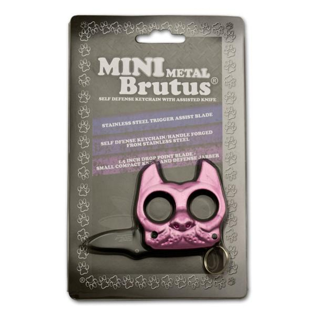 Brutus the Bulldog Defense Keychain and Knife - Pink