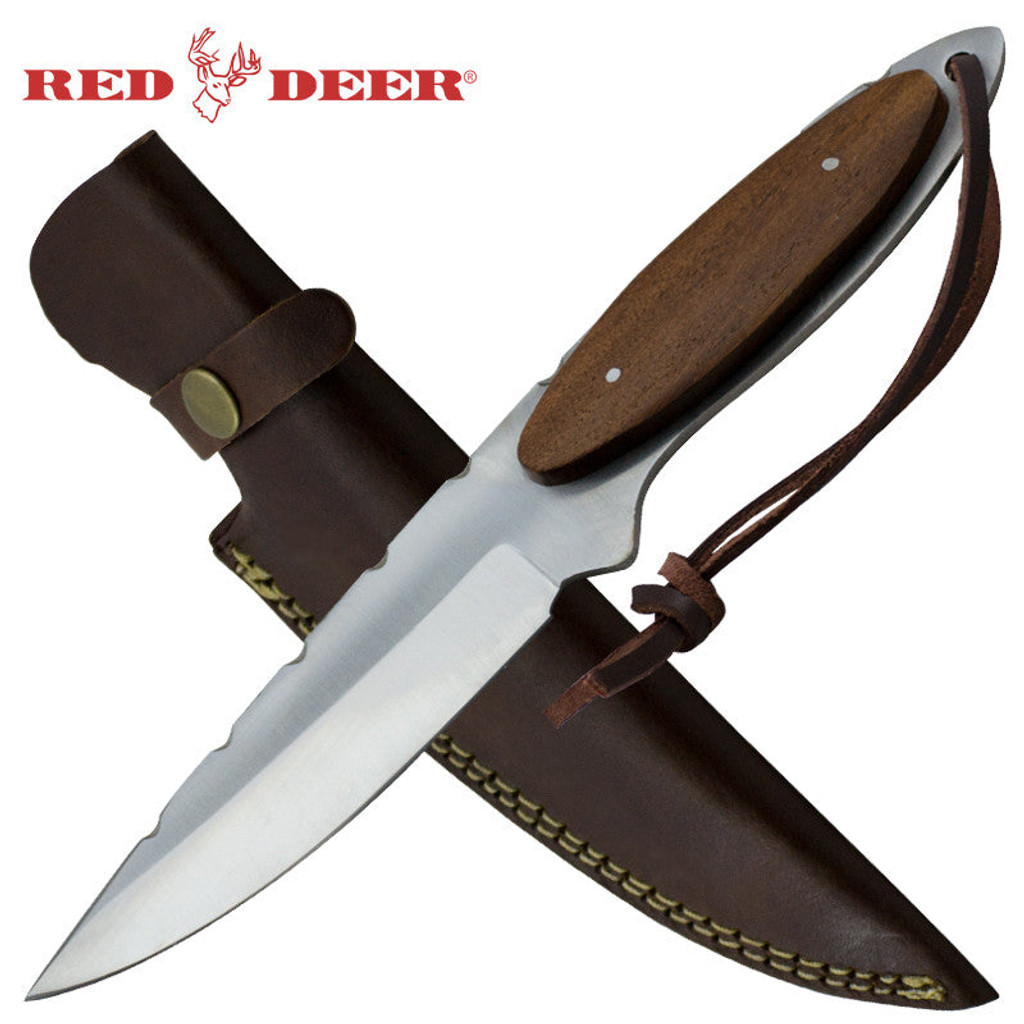 Red Deer Brown Full Tang Oval Pakka Wood Handle