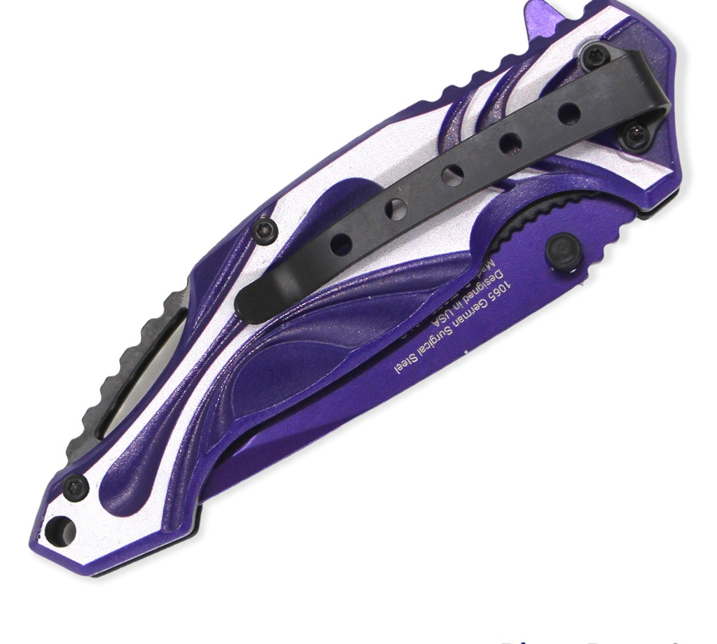 Spring Assisted Blade Tiger-USA Capitol Agent Knife PURPLE AND WHITE