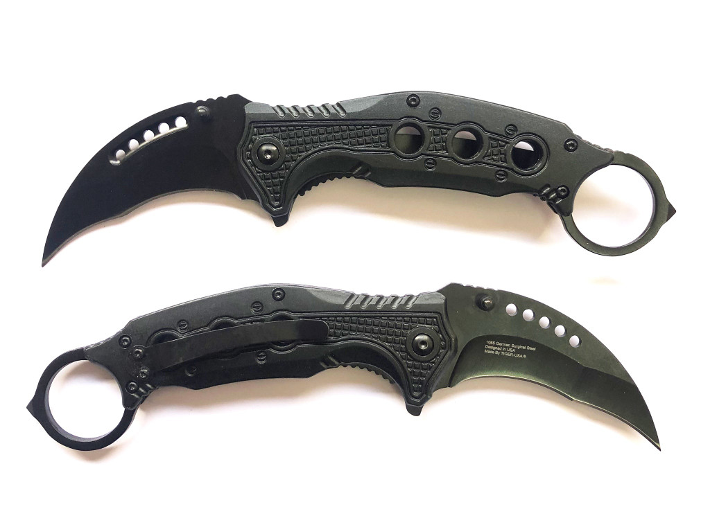 Tiger-USA® Folding Knife Karambit Style BLACK