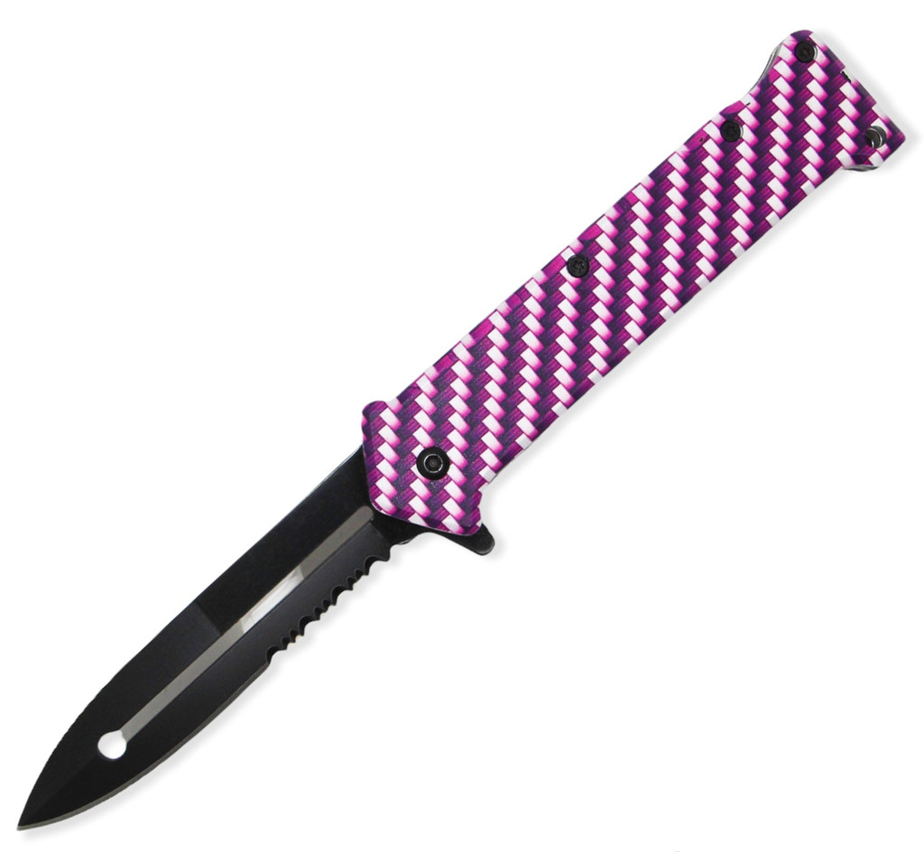 Tiger-USA® Purple Carbon Fiber Folding Knife