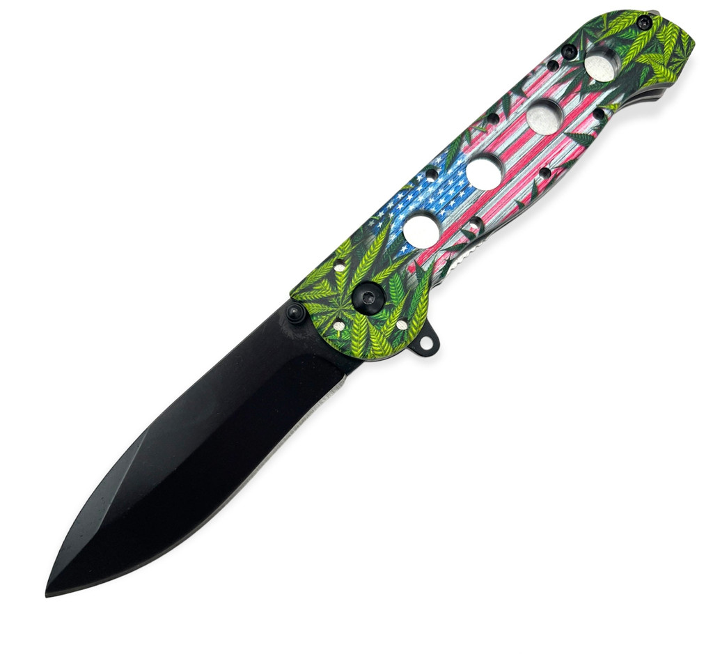 Tiger Usa® Spring Assisted Knife American Knife With asta Leaf