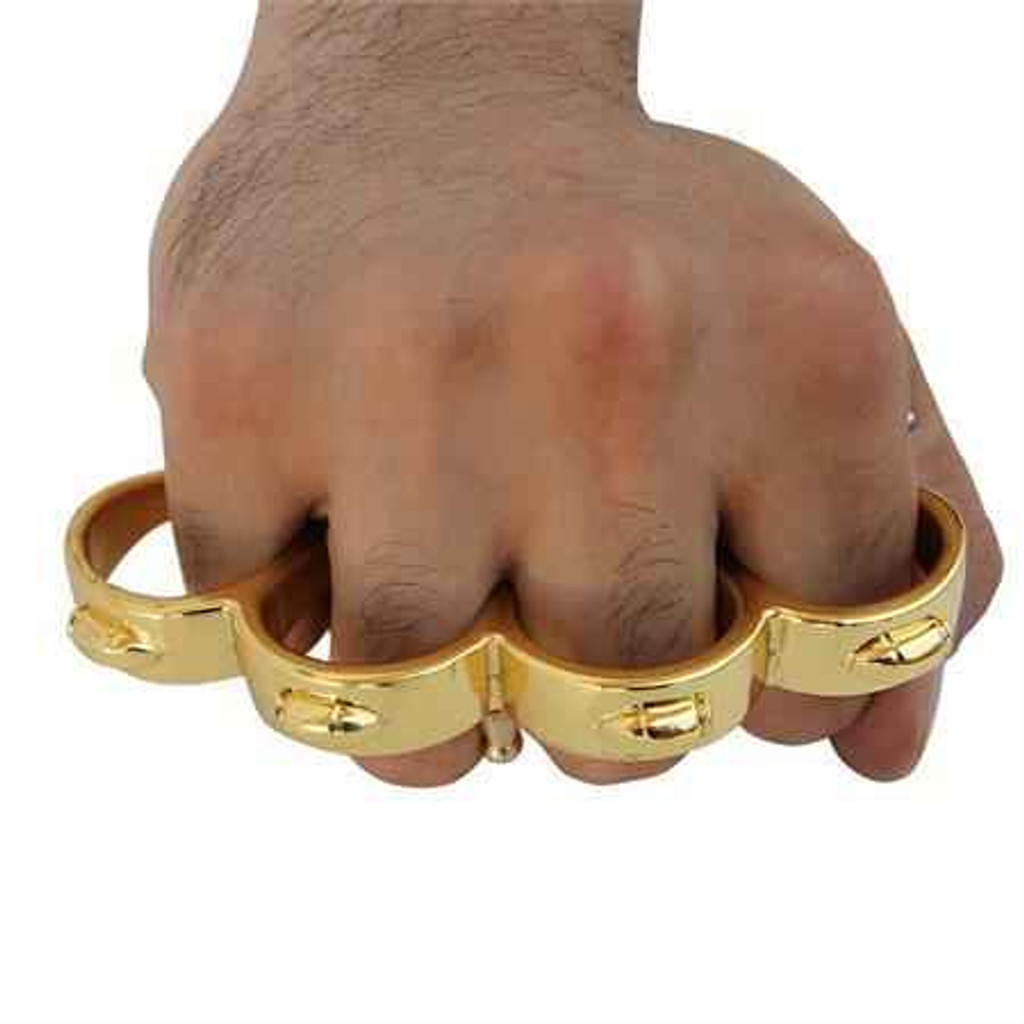 Knockout Knucks Full Metal Jacket - Bullet Knuckle Knife Gold