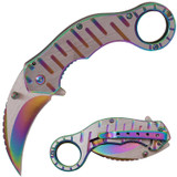 Tiger-USA Spring Action Folding Knife Rainbow Titanium