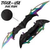Tiger USA Dual Blade Spring Assisted Knife Black Titanium