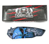 Tiger-USA® Folding Knife BLUE SKULL