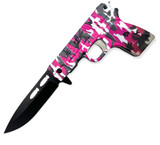 Tiger-USA Pistol Spring Assisted Knife GREY AND PINK CAMO