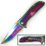 Spring Assisted Folding Knife - Rainbow (SJ-1020-RB)