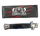 Folding Knife Black & BLUE Silver blade