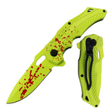 Yellow Blood Splatter Feather DP Spring Assisted Knife