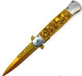 Tiger USA Gold Folding Knife Skulls