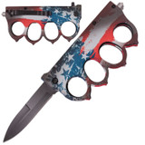 Grunge America Flag Spring Assisted Trench Knife