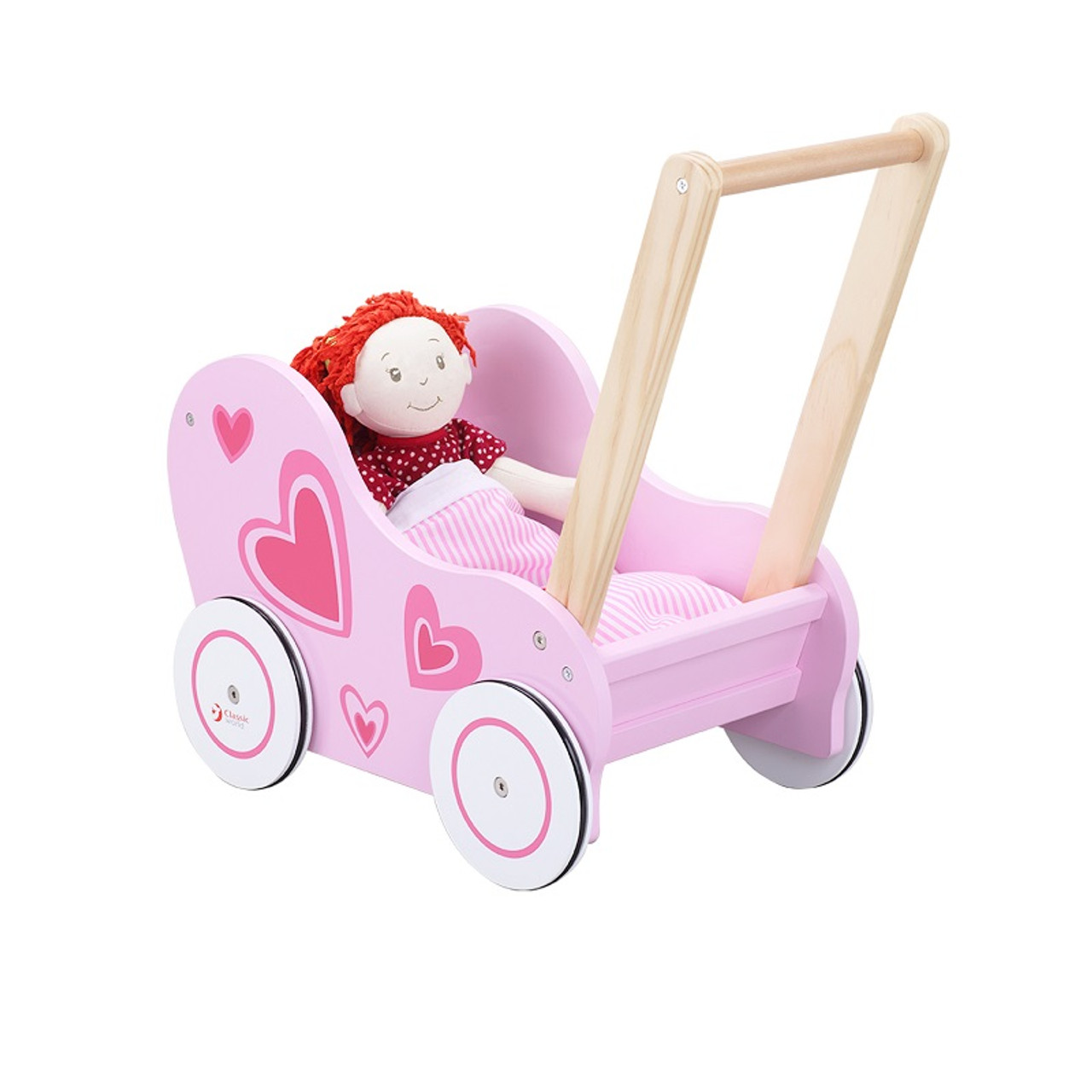 pink wooden baby walker