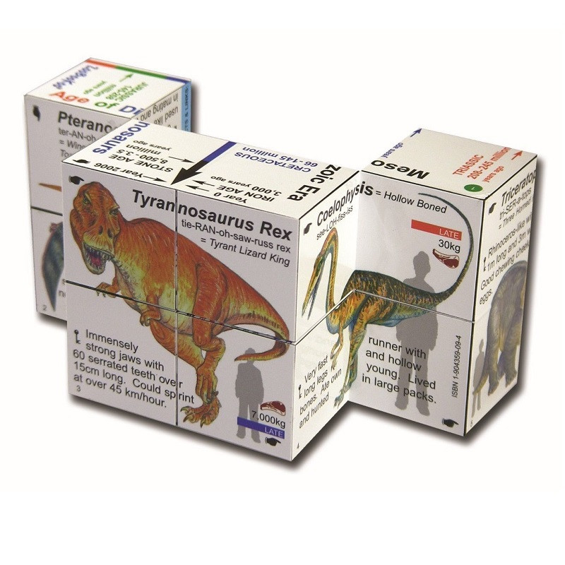 ZooBooKoo Dinosaurier-Lernwürfel – Fakten über T-Rex & Freunde, Faltbarer Cube Für Kinder Ab 6