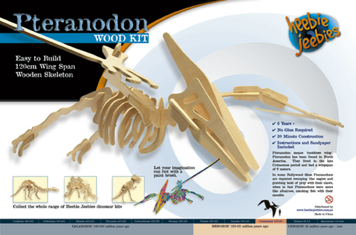 Hebie Jeebies Dino Kit Large - Pteranodon Wooden Skeleton 120cm Wingspan