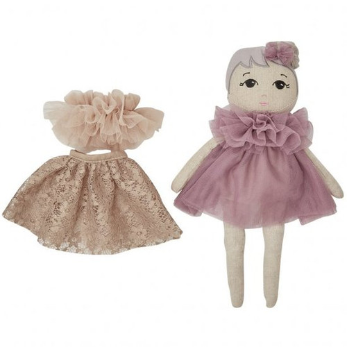 Fleur is a delightful soft fabric doll with beautiful embroidered eyes, nose and mouth

Fleur comes with a beautiful tulle dress and matching collar, and a lace dress