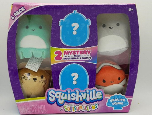 Squishmallows Squishville Mini Plush 6 Pack Sealife Squad - 2 Mystery