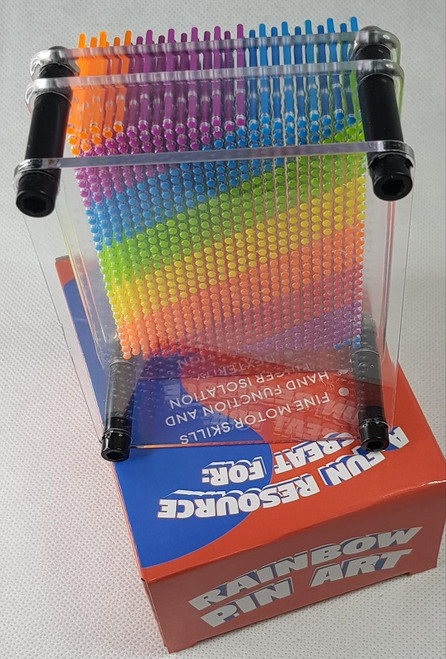 Rainbow pin art a great resource for -
Fine motor skills and dexterity
Hand function and finger isolation
Just press any item against the pins to create instant 3D art
Ages 3 years+ Rainbow pin art a great resource for -
Fine motor skills and dexterity
Hand function and finger isolation
Just press any item against the pins to create instant 3D art
Ages 3 years+