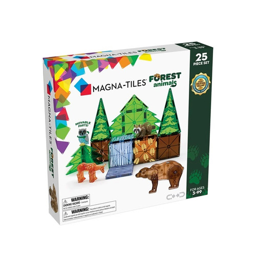 Go for a walk on the wild side! 
The new Forest Animals 25-Piece set is designed to discover hours of screen-free fun and imaginative play possibilities.
Kids can explore the wonderful wilderness with four forest animal friends as they play together amongst the towering trees and bubbling streams.
Includes four forest animal friends: Raccoon, Owl, Bear, and Deer.
First-ever tree, leaf, and stream pieces: These unique additions help bring new build ideas to life
The set is compatible with all major brands of magnetic tiles Go for a walk on the wild side! 
The new Forest Animals 25-Piece set is designed to discover hours of screen-free fun and imaginative play possibilities.
Kids can explore the wonderful wilderness with four forest animal friends as they play together amongst the towering trees and bubbling streams.
Includes four forest animal friends: Raccoon, Owl, Bear, and Deer.
First-ever tree, leaf, and stream pieces: These unique additions help bring new build ideas to life
The set is compatible with all major brands of magnetic tiles