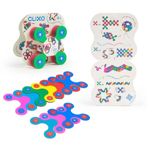 Magnetic Flexible Construction kit
Unleash Creativity on the Go!
Discover endless possibilities with the Clixo Tiny & Mighty Pack!
This compact set includes 9 pieces of Clixo’s signature Quad shapes, designed to spark imagination and creativity in children and adults alike.
Whether you’re snapping a snake, clicking a crown, rolling a ball, or stacking shapes, this pocket-sized wonder pack offers a world of fun discoveries.
Bend and snap Clixo pieces into various shapes with strong, secure magnets.
Lightweight and compact, perfect for on-the-go adventures.
Made from recycled materials, promoting sustainability.
Encourages hands-on play, creativity, and fine motor skills development.
Ideal for travel, this versatile toy is a must-have for creative minds. Let your imagination run wild with Clixo Tiny & Mighty!
Ages 4 years+ Magnetic Flexible Construction kit
Unleash Creativity on the Go!
Discover endless possibilities with the Clixo Tiny & Mighty Pack!
This compact set includes 9 pieces of Clixo’s signature Quad shapes, designed to spark imagination and creativity in children and adults alike.
Whether you’re snapping a snake, clicking a crown, rolling a ball, or stacking shapes, this pocket-sized wonder pack offers a world of fun discoveries.
Bend and snap Clixo pieces into various shapes with strong, secure magnets.
Lightweight and compact, perfect for on-the-go adventures.
Made from recycled materials, promoting sustainability.
Encourages hands-on play, creativity, and fine motor skills development.
Ideal for travel, this versatile toy is a must-have for creative minds. Let your imagination run wild with Clixo Tiny & Mighty!
Ages 4 years+