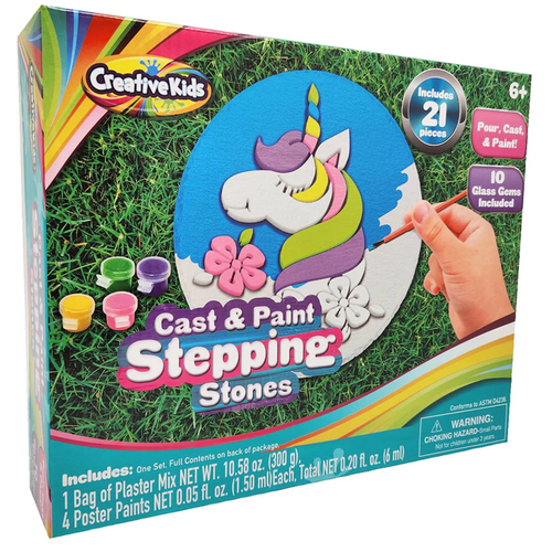 Unleash your child’s creativity with the Creative Kids Cast & Paint Stepping Stone kit!
This engaging and fun-filled activity set includes everything your little artist needs to create a personalized stepping stone masterpiece.
Perfect for adding a unique touch to your garden or as a special keepsake, this kit is designed to inspire and entertain.
Complete Kit: Includes a 7-inch ceramic stepping stone, six vibrant paint pots, and a paintbrush.
Easy to Use: The pre-molded stone allows for mess-free creativity, making it ideal for kids of all ages.
Customizable: Mix and match paint colors to create unique shades and designs.
Educational Fun: Encourages artistic expression and fine motor skills development.
Perfect Gift: Ideal for birthdays, holidays, or just because!
Let your child’s imagination run wild with the Creative Kids Cast & Paint Stepping Stone kit.
It’s a wonderful way to spend quality creative time together and create lasting memories
Ages 6 years+ Unleash your child’s creativity with the Creative Kids Cast & Paint Stepping Stone kit!
This engaging and fun-filled activity set includes everything your little artist needs to create a personalized stepping stone masterpiece.
Perfect for adding a unique touch to your garden or as a special keepsake, this kit is designed to inspire and entertain.
Complete Kit: Includes a 7-inch ceramic stepping stone, six vibrant paint pots, and a paintbrush.
Easy to Use: The pre-molded stone allows for mess-free creativity, making it ideal for kids of all ages.
Customizable: Mix and match paint colors to create unique shades and designs.
Educational Fun: Encourages artistic expression and fine motor skills development.
Perfect Gift: Ideal for birthdays, holidays, or just because!
Let your child’s imagination run wild with the Creative Kids Cast & Paint Stepping Stone kit.
It’s a wonderful way to spend quality creative time together and create lasting memories
Ages 6 years+