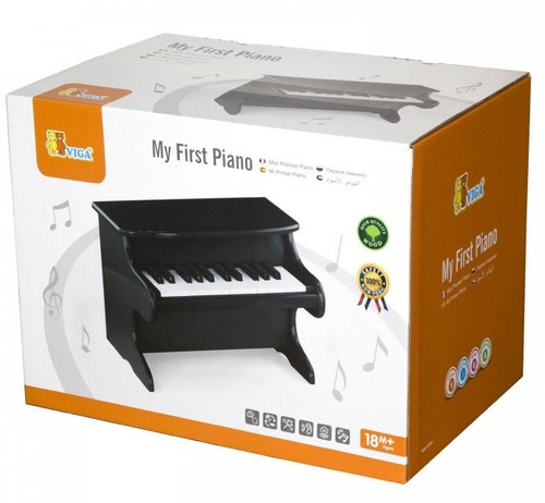Introduce your little one to the joy of music with the  My First Piano.

This beautifully crafted, classical-style toy piano is designed to captivate young minds and nurture a love for music from an early age.

With 15 keys and 10 half-step keys, this piano offers a perfect introduction to musical exploration, allowing children to create their own melodies and develop their auditory skills.

The piano comes with a small music book featuring 8 songs, including classics like Twinkle Twinkle Little Star, making it easy for beginners to start their musical journey.

Its compact size (40 cm L x 30 cm W x 25 cm H) ensures it fits perfectly in any playroom while serving as a charming statement piece.

Recommended for children aged 18 months and above, the Viga My First Piano is more than just a toy—it's a gateway to creativity and self-expression.

Ages 18 months+