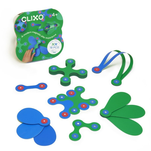 The Clixo Itsy Pack in Green and Blue is a modern magnetic play experience designed for creativity and fun.

This pack includes 18 magnetic pieces in 6 unique shapes, along with a quick start guide to inspire imaginative play.

Perfect for kids aged 4 and up, it allows endless possibilities for constructing 3D creations from flexible 2D shapes using powerful magnets.

Compact and portable, the Itsy Pack is ideal for stacking, packing, and playing on the go.

18 Flexible Pieces: Includes unique shapes allowing for limitless creative possibilities.

Magnetic Connections: Strong, secure magnets make it easy to snap pieces together and build 3D structures.

Multisensory Play: Engages visual, tactile, and spatial skills, making it an excellent educational tool.

Portable Fun: Lightweight and compact design makes it easy to take your Clixo creations on the go.

Eco-Friendly Materials: Made from top-quality, recyclable materials that are safe for kids.

Whether you’re at home or on the move, the Window Pack is perfect for sparking creativity and providing hours of fun.

Ideal for children aged 4 and up, this playset is a fantastic gift for birthdays, holidays, or just because!