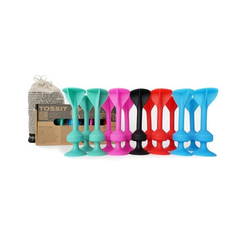 The Tossit Game - Family Pack (13 piece) is a fun and engaging darts game designed for 2-4 players.

This set includes:
1 black Jack dart
12 Tossit darts in 4 different colors
1 convenient cloth carrying bag

Tossit uses soft darts with powerful suction cups, making it safe and enjoyable for players ages 4 and up.

The darts are made from 100% food-grade silicone, ensuring durability and safety without any plastic. Plus, they’re dishwasher safe for easy cleaning!

You can play Tossit indoors or outdoors, as the darts are designed to stick to smooth surfaces like floors, windows, and countertops.

With multiple game modes, this set is perfect for family fun and friendly competition.

Designed in France, Tossit is an ingenious and exciting game that brings people together for hours of entertainment.

Ready to test your aim?