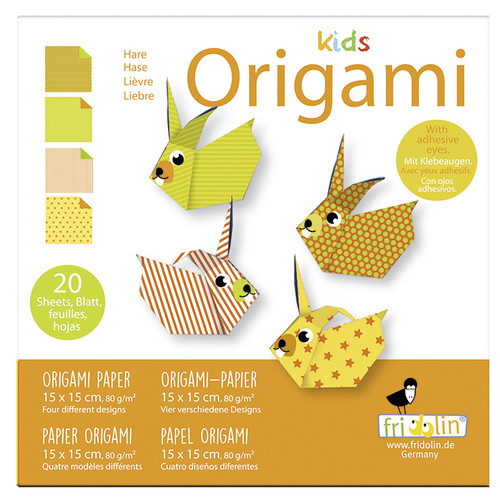 Kids Origami – Hare Craft Kit | Fridolin Germany

Hop into creativity with this charming Kids Origami Hare Set, designed to delight young crafters and encourage hands-on learning. With adorable bunny-themed designs and easy folding instructions, this kit is perfect for Easter fun or year-round crafting.

Product Features:
20 sheets of origami paper (15cm x 15cm) in 4 playful hare designs
Includes step-by-step folding instructions for a hare model
Novelty adhesive eyes included for extra personality
Promotes fine motor skills, concentration, and creative play
Suitable for ages 6+
? Perfect For:
Easter crafts and springtime activities
Birthday gifts and party favors
Classroom art projects and mindfulness exercises
DIY cards, decorations, and seasonal displays
Made in Germany by Fridolin:

Produced by Fridolin, a trusted German brand known for high-quality educational toys and artistic paper kits.