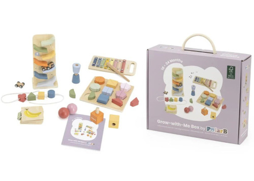 Introduce toddlers to a world of colour, creativity, and developmental play with the PolarB Grow-with-Me Colour Crafters Box – specially designed for curious minds aged 18 to 24 months.
This beautifully crafted set of four wooden activities encourages fine motor skills, colour recognition, and early problem-solving through hands-on exploration.
Each piece is thoughtfully sized for little hands and painted in soft, non-toxic hues that align with Montessori-inspired aesthetics. Whether stacking, sorting, or matching, children build confidence while engaging in open-ended play that grows with them.
Perfect for early learning centres, therapists, or parents seeking screen-free enrichment, this set makes a charming gift that blends play with purpose.
What's Inside the Box
Ramp Racer A toddler-friendly wooden ramp racer with smooth tracks and colourful cars—perfect for building hand-eye coordination and cause-and-effect understanding.
Xylophone A pastel-toned wooden xylophone that invites little ones to explore sound, rhythm, and early musical play.
Nuts and Bolts Set Chunky wooden nuts and bolts designed for tiny hands to twist and turn—great for developing fine motor skills and early engineering curiosity.
Wooden Book A durable, illustrated wooden book with simple visuals to spark storytelling and vocabulary building.
Blocks Soft-coloured stacking blocks that encourage spatial awareness, balance, and imaginative construction.
Shape Block Puzzle A classic wooden puzzle with geometric shapes and matching slots—ideal for shape recognition and problem-solving. Introduce toddlers to a world of colour, creativity, and developmental play with the PolarB Grow-with-Me Colour Crafters Box – specially designed for curious minds aged 18 to 24 months.
This beautifully crafted set of four wooden activities encourages fine motor skills, colour recognition, and early problem-solving through hands-on exploration.
Each piece is thoughtfully sized for little hands and painted in soft, non-toxic hues that align with Montessori-inspired aesthetics. Whether stacking, sorting, or matching, children build confidence while engaging in open-ended play that grows with them.
Perfect for early learning centres, therapists, or parents seeking screen-free enrichment, this set makes a charming gift that blends play with purpose.
What's Inside the Box
Ramp Racer A toddler-friendly wooden ramp racer with smooth tracks and colourful cars—perfect for building hand-eye coordination and cause-and-effect understanding.
Xylophone A pastel-toned wooden xylophone that invites little ones to explore sound, rhythm, and early musical play.
Nuts and Bolts Set Chunky wooden nuts and bolts designed for tiny hands to twist and turn—great for developing fine motor skills and early engineering curiosity.
Wooden Book A durable, illustrated wooden book with simple visuals to spark storytelling and vocabulary building.
Blocks Soft-coloured stacking blocks that encourage spatial awareness, balance, and imaginative construction.
Shape Block Puzzle A classic wooden puzzle with geometric shapes and matching slots—ideal for shape recognition and problem-solving.