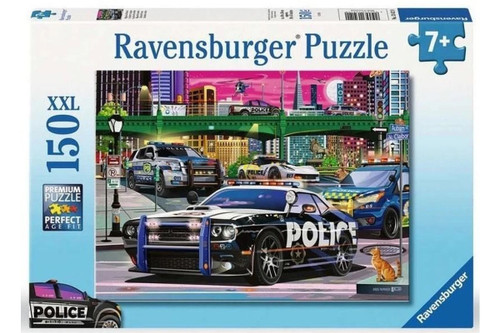 Bring action and adventure to puzzle time with the Ravensburger Police on Patrol Puzzle.

This 150-piece jigsaw captures the excitement of police officers on duty, racing through the city to keep everyone safe. Perfect for young puzzle fans who love vehicles, heroes, and thrilling scenes.

Dynamic design: Action-packed illustration of police cars and officers on patrol.

Premium Ravensburger quality: Sturdy cardboard with a glare-free linen finish for a perfect fit.

Puzzle size: Completed puzzle measures approx. 49 x 36 cm.

Age suitability: Recommended for ages 7+; ideal for kids who enjoy vehicles and rescue themes.