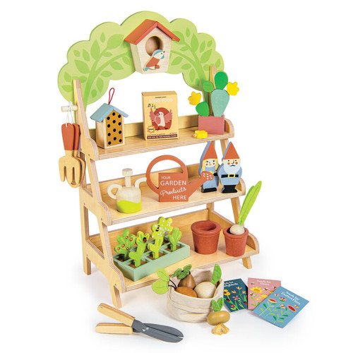 Tender Leaf Toys Garden Centre is a delightful wooden playset designed to spark creativity and a love for nature.

Perfect for children aged 3+, this comprehensive set includes a garden centre stand with shelves, gardening tools, pots, seedlings, a watering can, playful gnomes, and even a birdhouse.

Kids can role‑play as budding gardeners, learning about plants, insects, and the joy of cultivating their own garden.

Crafted from sustainable wood with charming details, this eco‑friendly toy encourages imaginative play, social interaction, and storytelling.

A wonderful gift for birthdays, holidays, or any child who loves pretend play.

Contents: Garden centre stand, gardening tools, birdhouse, insect box, seedlings, pots, watering accessories, gnomes, seed packets, and mor