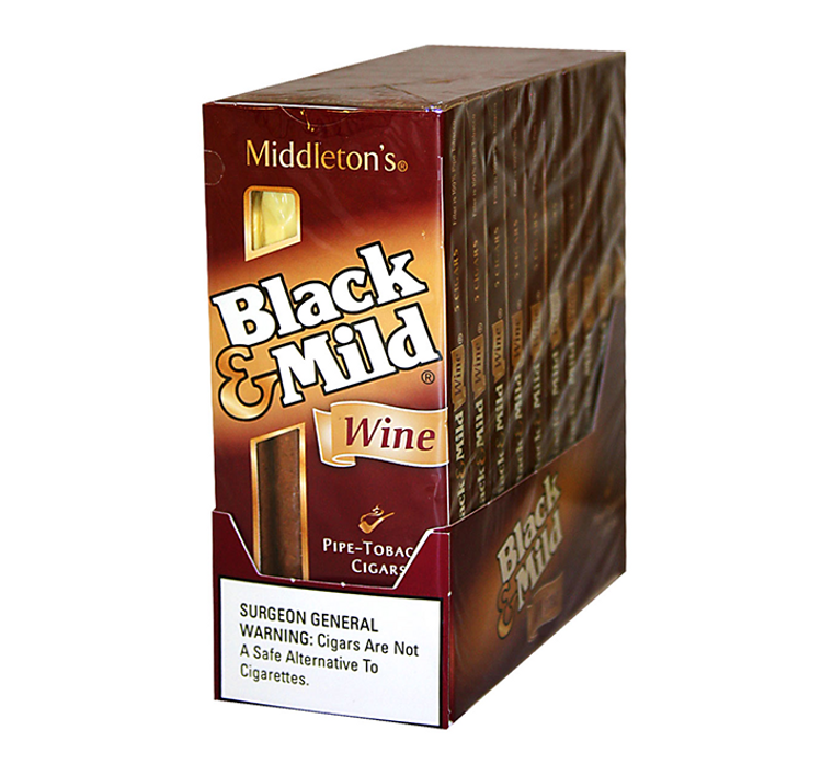 BLACK & MILD WINE PLASTIC TIP UPRIGHT (25 CIGARS)