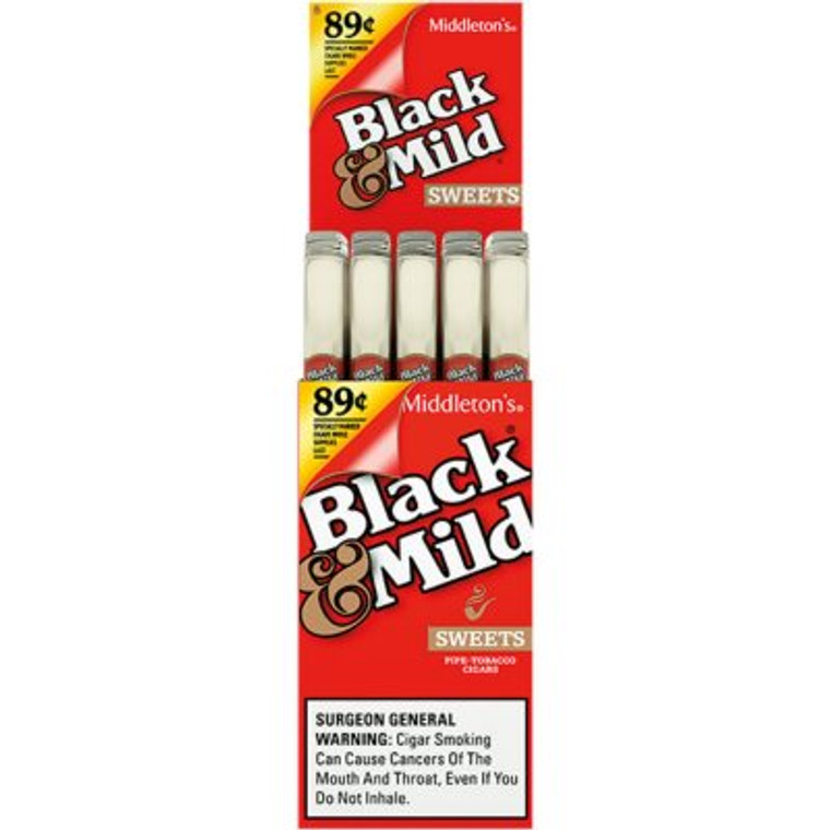 BLACK & MILD SWEET PLASTIC TIP UPRIGHT (25 CIGARS)