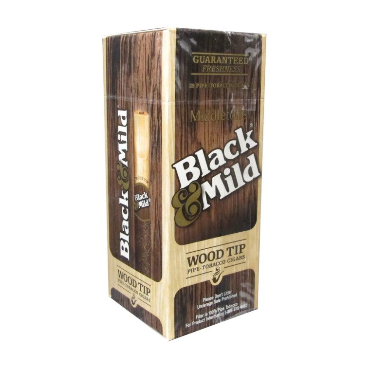 BLACK & MILD REGULAR WOOD TIP UPRIGHT (25 CIGARS )