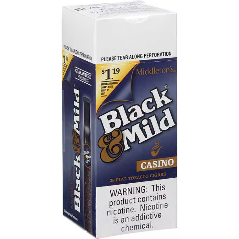 BLACK & MILD CASINO $1.19 UPRIGHT (25 CIGARS)