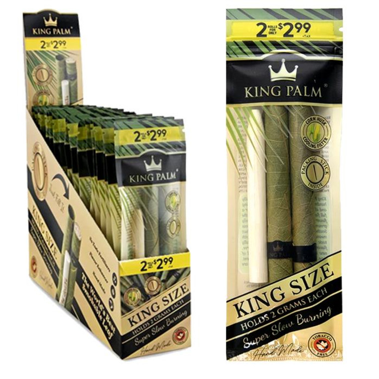 King Palm Slim Size Cones (1 Pack Of 2, 2 Rolls Total) Natural Pre Rolls Palm Leafs