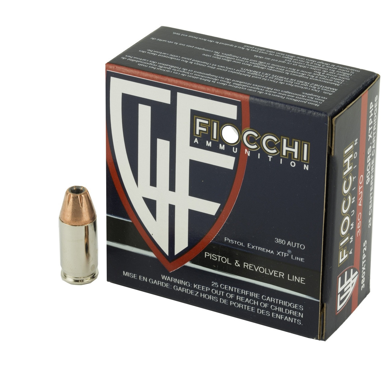 Fiocchi Extrema .380 ACP 90gr Hornady XTP Jacketed Hollow Point 25