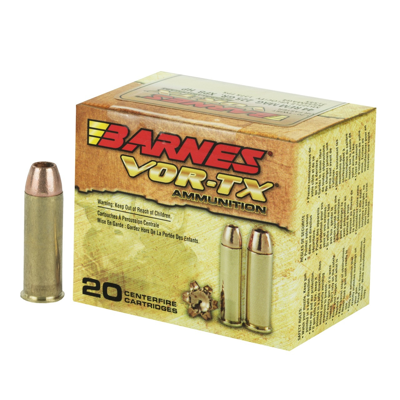 Barnes Vor Tx 44 Magnum 225gr Xpb Hollow Point Lead Free 20 Box