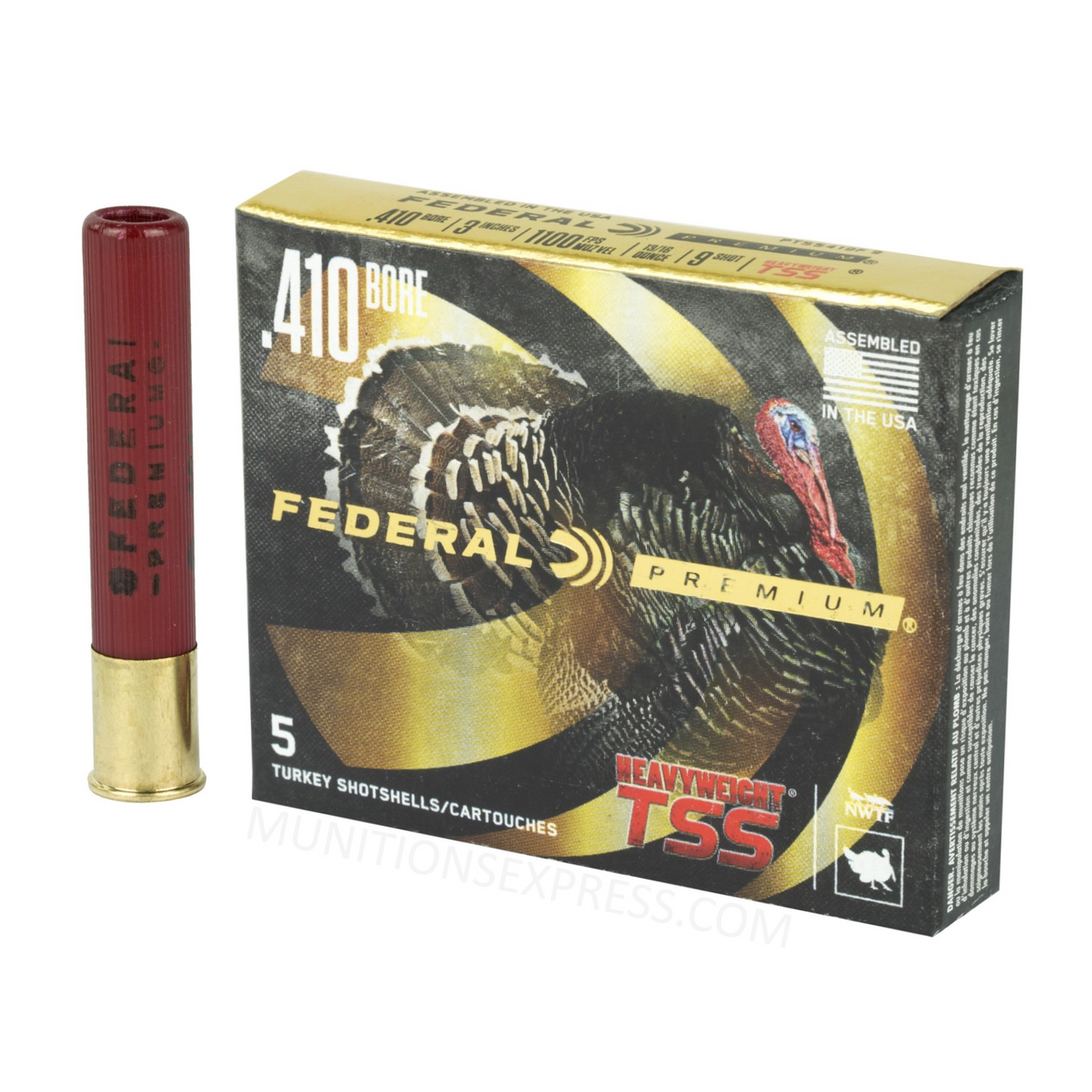 Federal Premium Heavyweight TSS Turkey Ammo .410 Bore 3 13/16 oz #9 Shot  Non-Toxic Tungsten Super Shot Lead-Free 5/Box