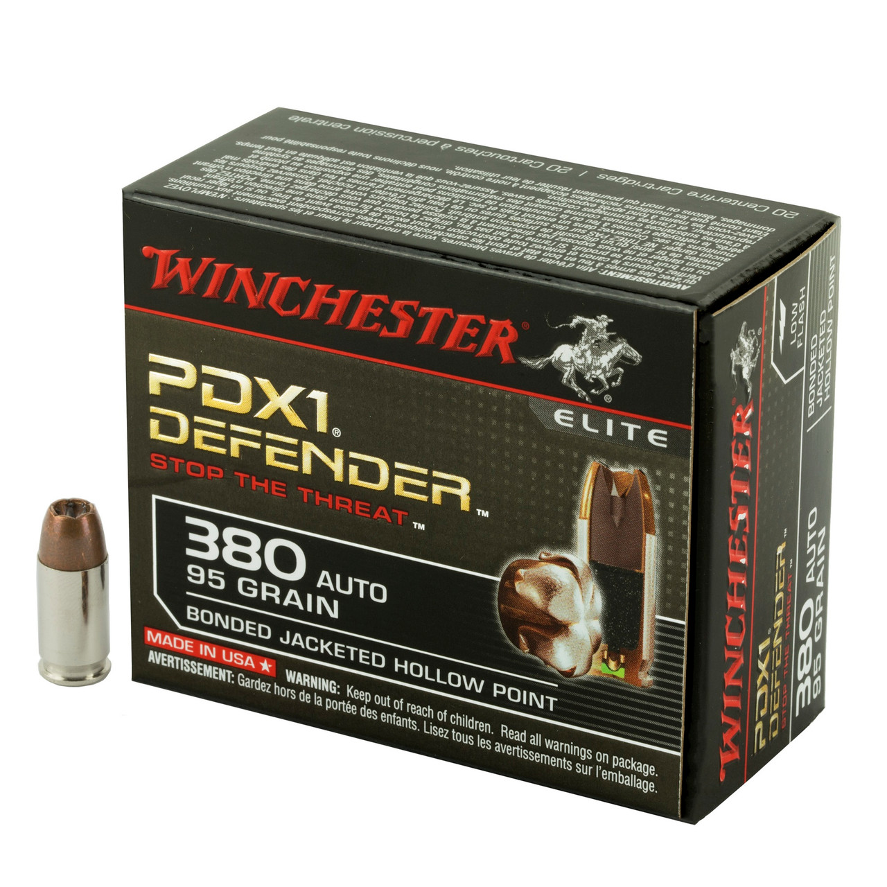 Winchester PDX1 Defender .380 ACP 95gr Bonded Jacketed Hollow