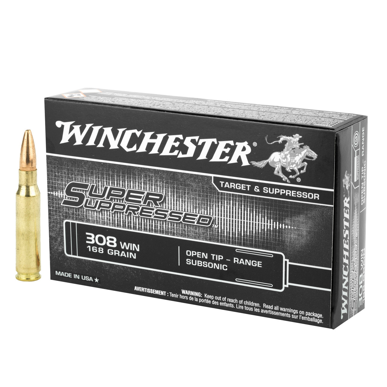 Winchester Super Suppressed .308 Winchester Subsonic 168gr Open Tip 20 ...