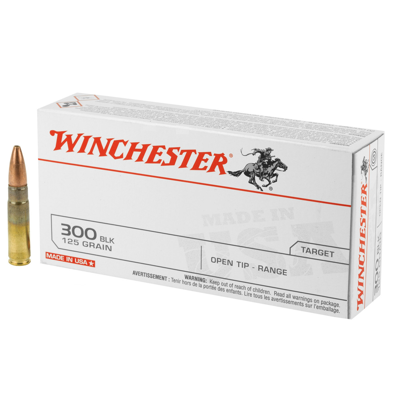 Winchester USA Target .300 AAC Blackout 125gr Open Tip 20/Box