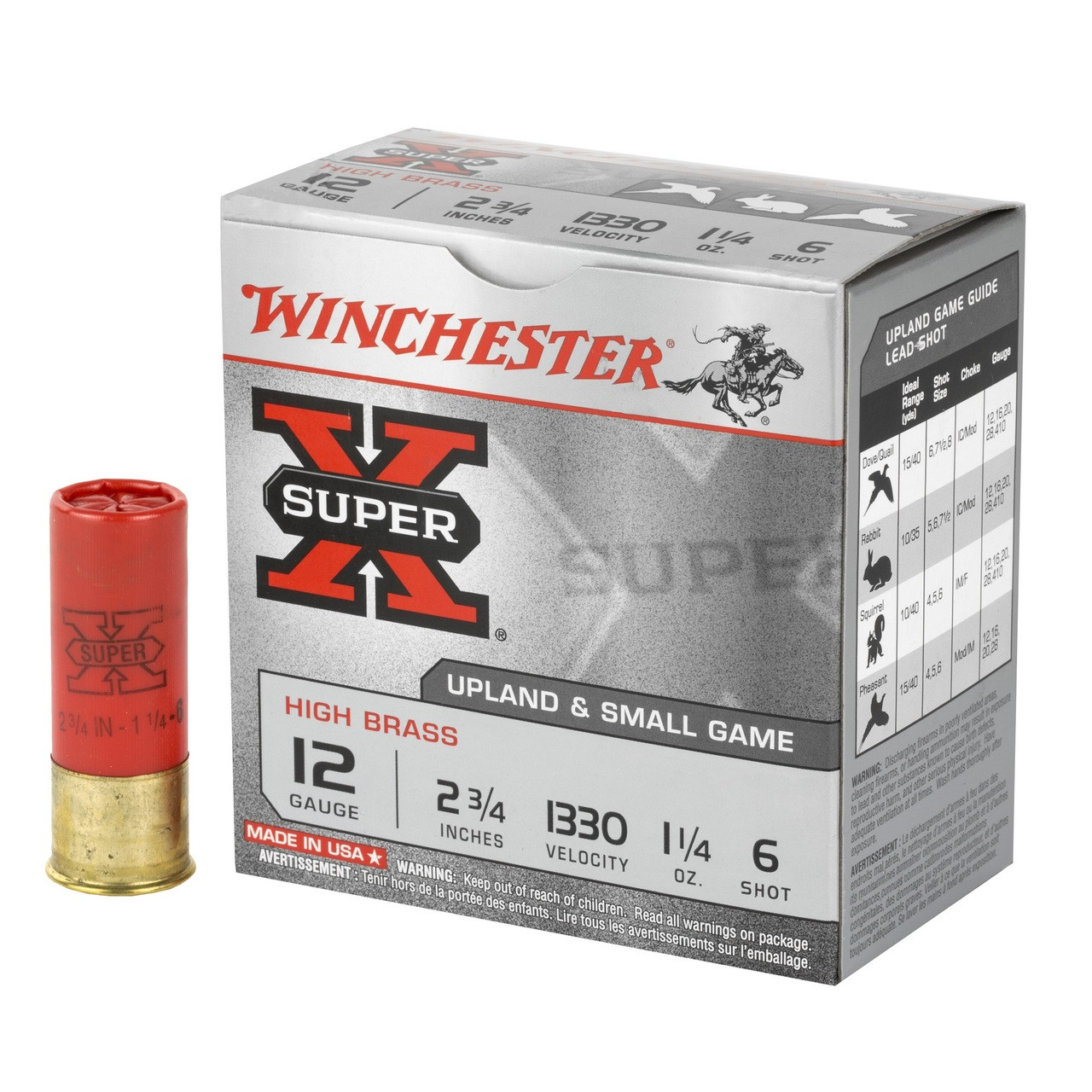 Winchester Super-X, 12 Gauge, 2-3/4, 1-1/4 oz., High Brass Heavy Field  Load, 25 Rounds - 167176, 12 Gauge Shells at Sportsman's Guide