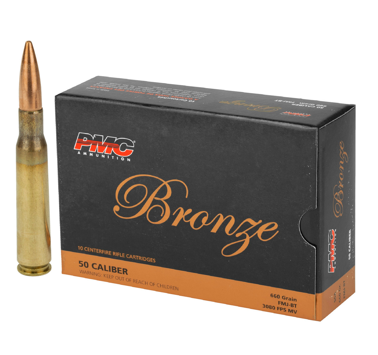 Pmc Bronze 50 Bmg Ammo 660gr Full Metal Jacket Boat Tail 100 Case