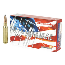 Brand: Hornady Ammo | MPN: 8090 | Use: Hunting (Hogs, Deer) | Caliber: .308 Winchester | Grain: 150 | Bullet: Jacketed Soft Point | MUNITIONS EXPRESS